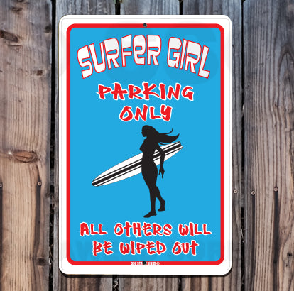 8AA750 (Small) Surfer Girl Parking - Seaweed Surf Sign Co