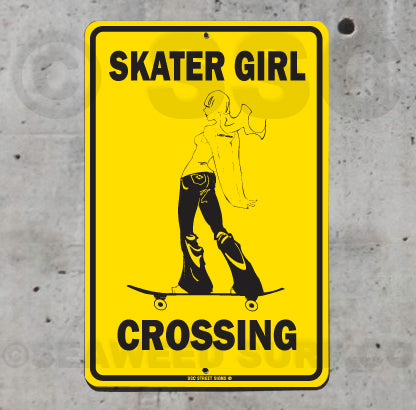 SK2 Skater Girl Crossing - Seaweed Surf Sign Co