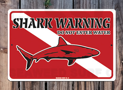 8AA450 (Small) Shark Warning - Seaweed Surf Sign Co