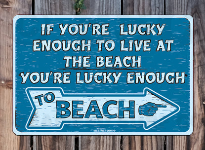 8AA786 (Small) Lucky to Beach - Seaweed Surf Sign Co