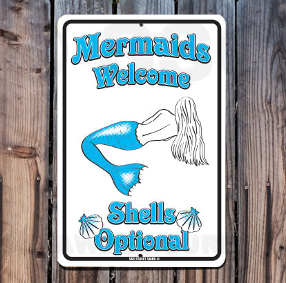 8AA790 (Small) Mermaids Welcome - Seaweed Surf Sign Co