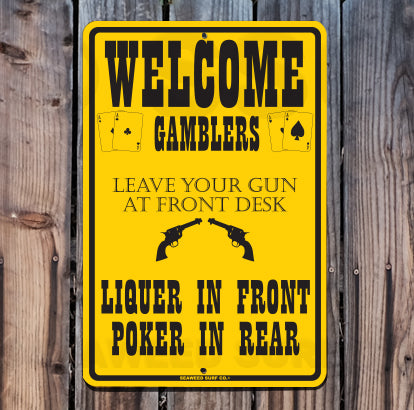 8MC1 (Small) Welcome Gamblers - Seaweed Surf Sign Co