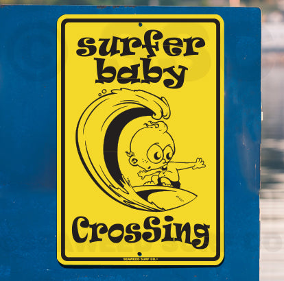 8SF10 (Small) Surfer Baby Crossing - Seaweed Surf Sign Co