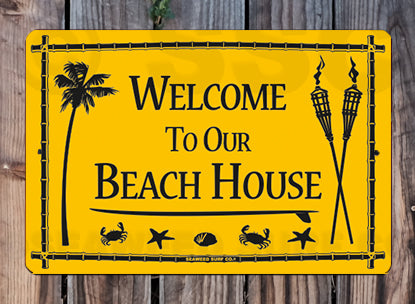 8SF104 (Small) Welcome to Our Beach House - Seaweed Surf Sign Co