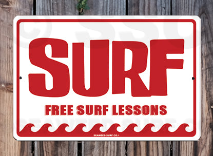 8SF2 (Small) Free Surf Lessons - Seaweed Surf Sign Co