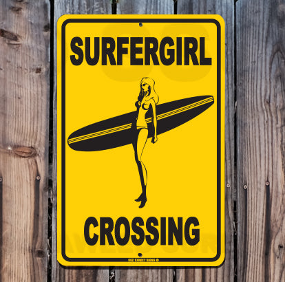 8SF23 (Small) Surfergirl Crossing - Seaweed Surf Sign Co