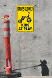 AA472 Drive Slowly Kids At Play - Tricycle - Seaweed Surf Sign Co
